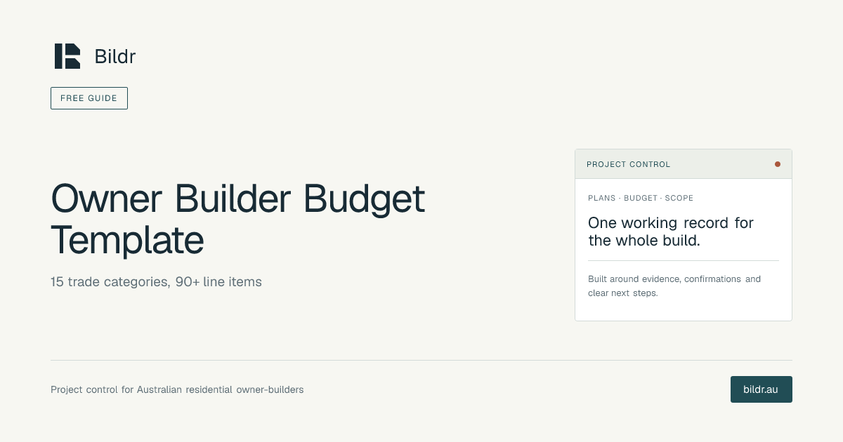 Owner Builder Budget Template: Free Printable | Bildr